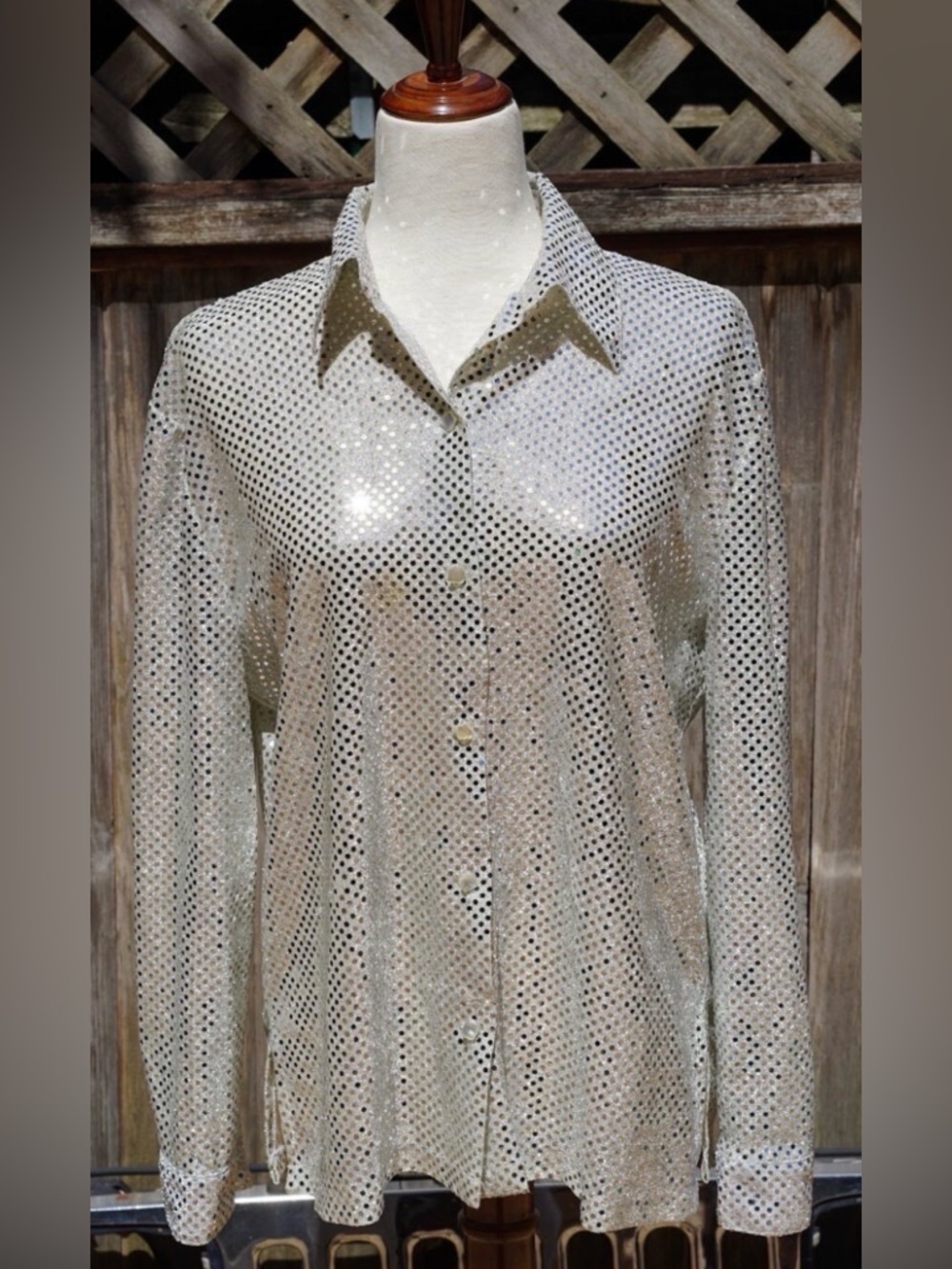 Western Outfitters Silver Sequin Button-Up Shirt size small